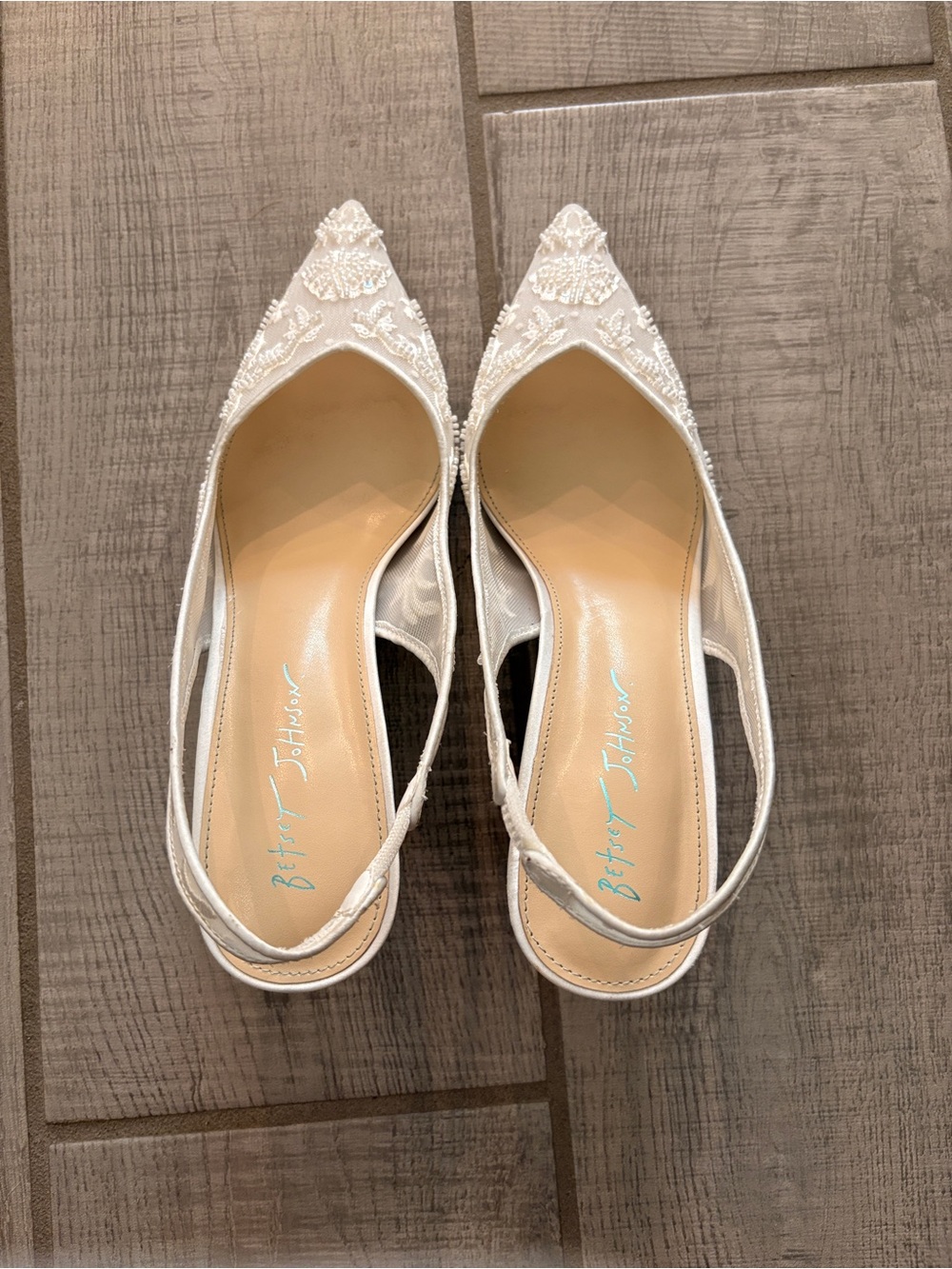 Betsey Johnson Ivory Beaded Pointed-Toe Slingback Heels - Picture 8 of 12